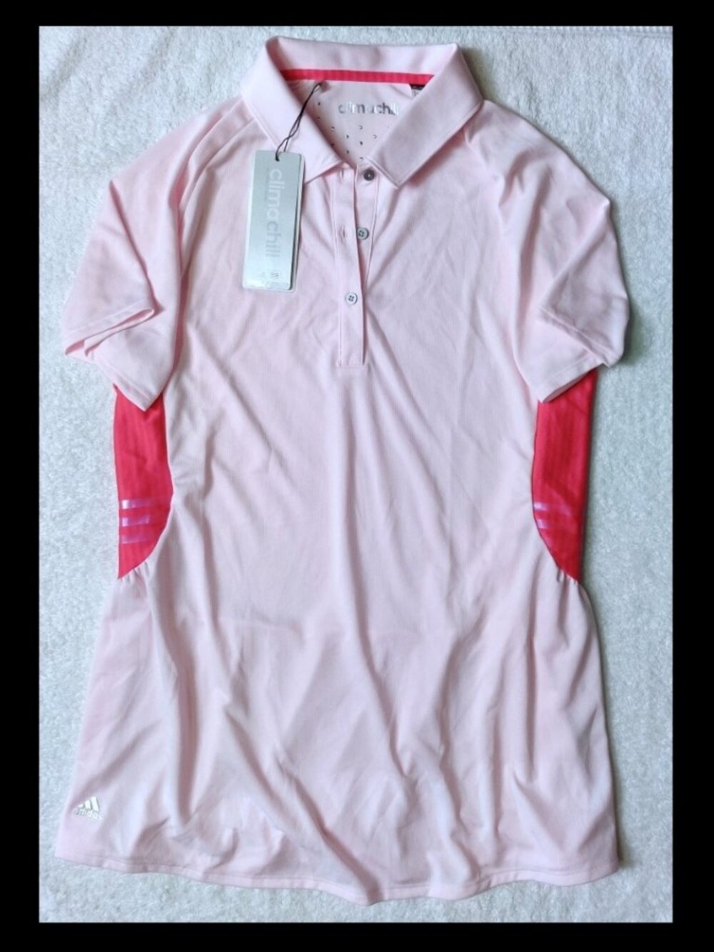 NWT Adidas Golf ClimaChill Peplum Polo Shirt - AE4141 - Pink - Women's XL